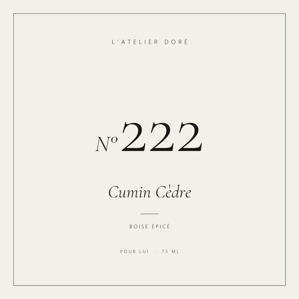 L’Atelier Doré N°222 – Cumin Cèdre, parfum 75 ml
